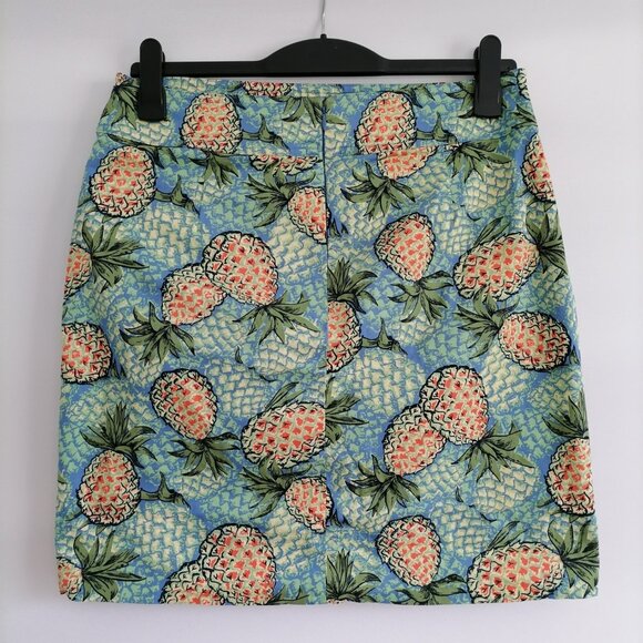 Talbots Womens Sky Blue Pineapples Print With Pockets Mini Pencil Skirt Size 10 - Picture 4 of 7
